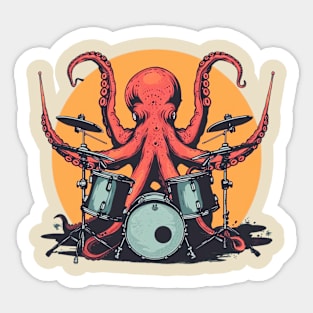 Octopus Drummer Sticker